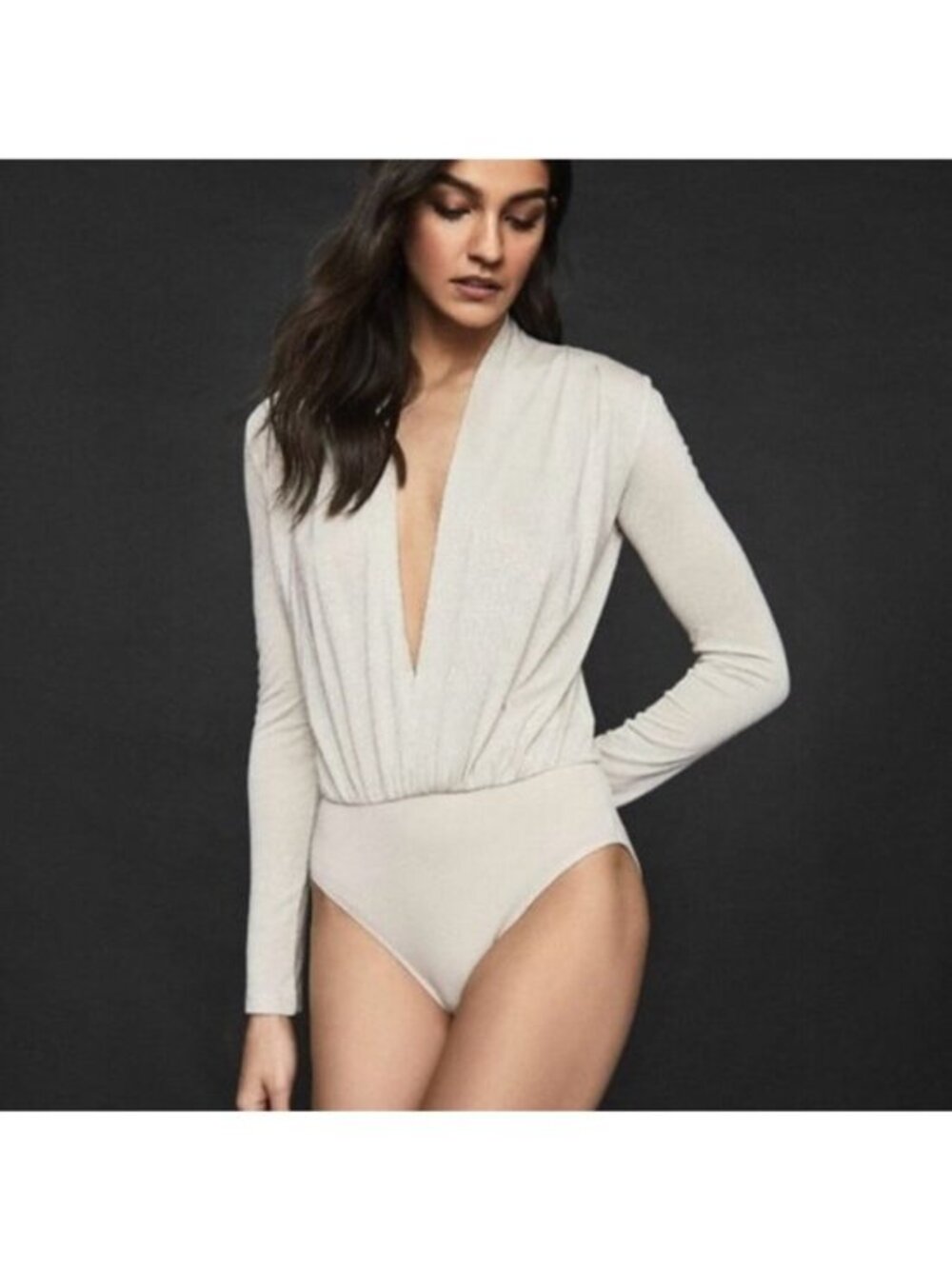 Reiss Rosalba Plunging Bodysuit Ivory